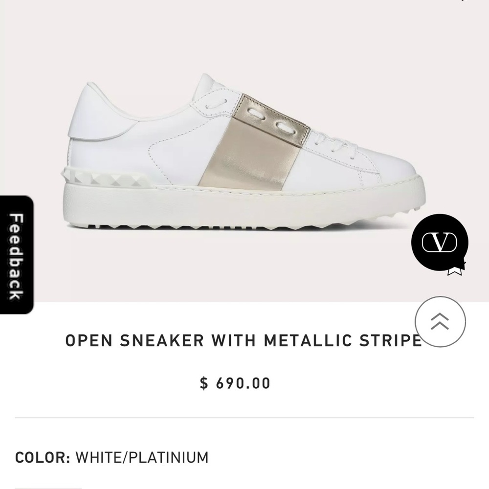 Open Valentino Sneaker with Metallic stripe size 8.5